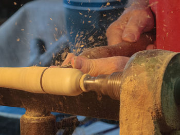 Midsection of man working at construction site