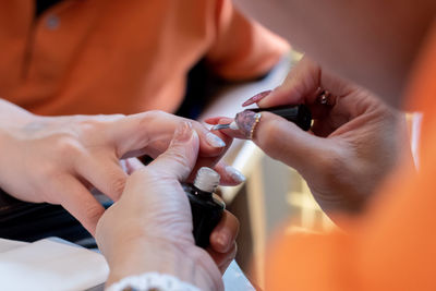 Midsection of woman working