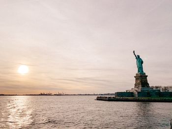 Statue of liberty at dusk in december