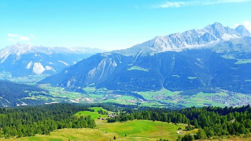 Scenic view of mountains against sky