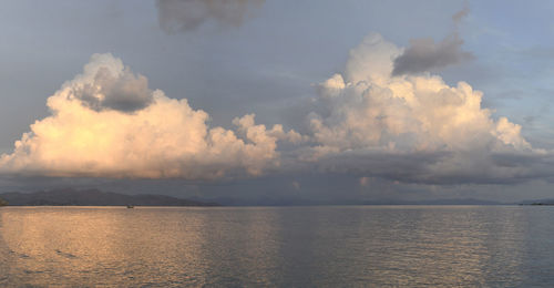 Panoramic view of sea against sky during sunset