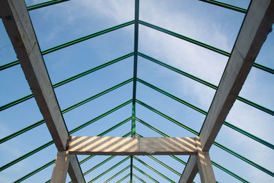 Low angle view of skylight in building