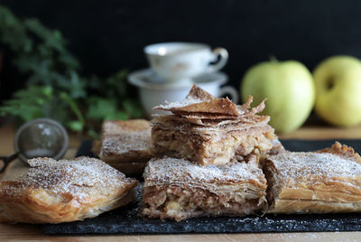 Apple pie of phyllo dough. homemade sweet baked.