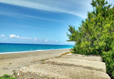 Scenic view of sea against blue sky