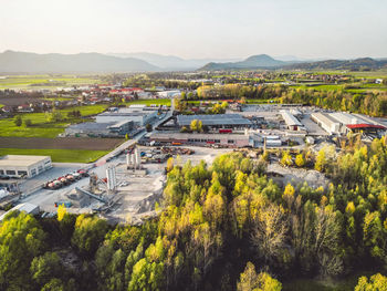 High angle view of townscape against sky