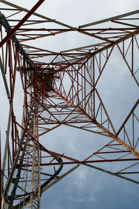 Low angle view of electricity pylon against sky