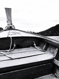 View of boat moored on roof against sky