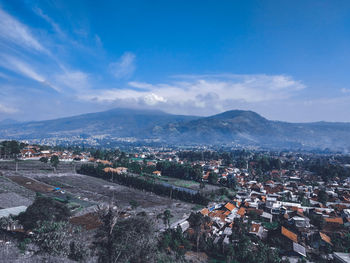 High angle view of townscape against sky