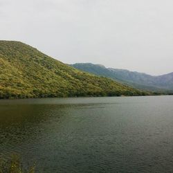 Scenic view of lake and mountains