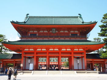 Exterior of temple building against sky