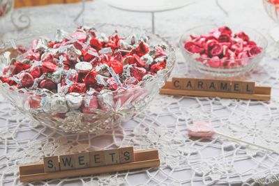 Candy on table