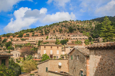High angle view of townscape against sky
