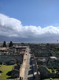 High angle view of cityscape against sky