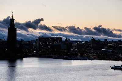 Cityscape against clear sky