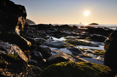 Scenic view of sea against sky during sunset