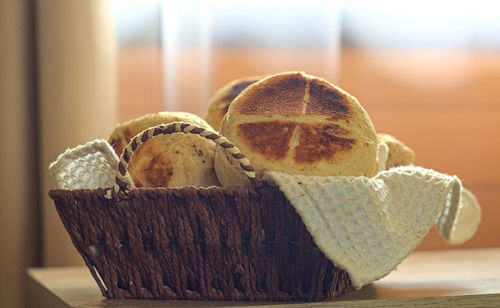 Close-up of chocolate cake on table
