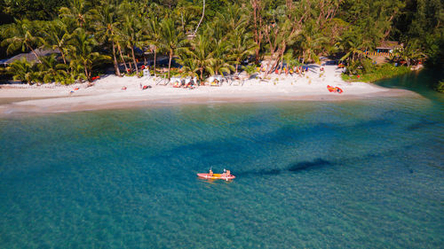 High angle view of boat in sea