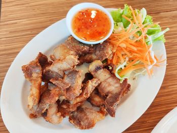 High angle view of meal served in plate