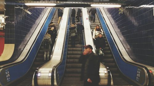 View of escalator in city