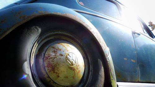 Close-up of abandoned car