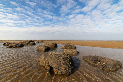 Scenic view of beach against sky