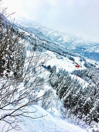 Scenic view of snow covered landscape against sky