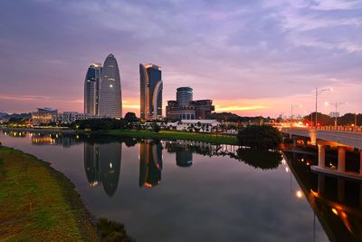 Reflection of buildings in water