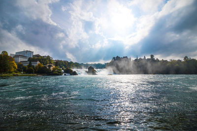 Panoramic view of sea against cloudy sky