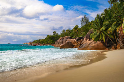 Scenic view of beach against sky