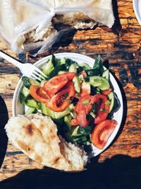 High angle view of meal served in plate