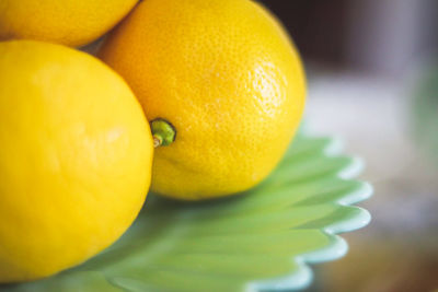 Close-up of lemons in container