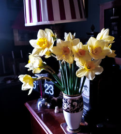 Close-up of flower vase on table