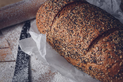 Close-up of bread with seeds