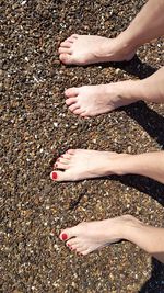 Low section of couple standing on beach