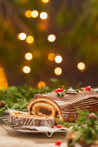 Close-up of cake on table