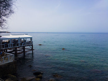 Scenic view of sea against clear sky