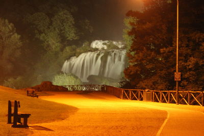 Scenic view of waterfall in park