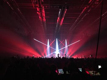 Crowd at music concert at night