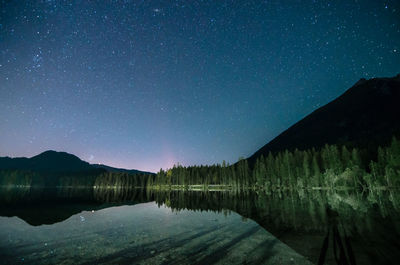 Scenic view of lake against sky at night