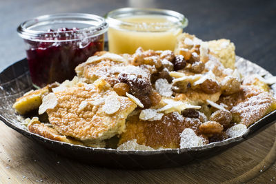 Close-up of ice cream in plate on table