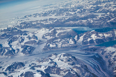 Aerial view of snowcapped mountains