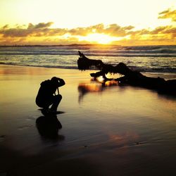 Scenic view of sunset over sea