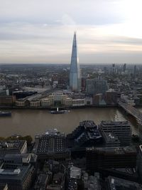 High angle view of buildings in city