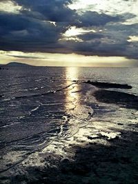 Scenic view of sea against cloudy sky