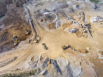 High angle view of rock on land