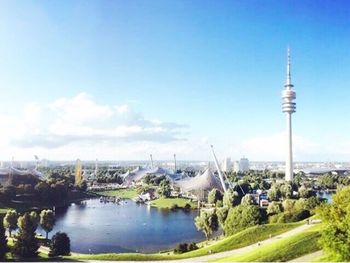 Eiffel tower with river in background