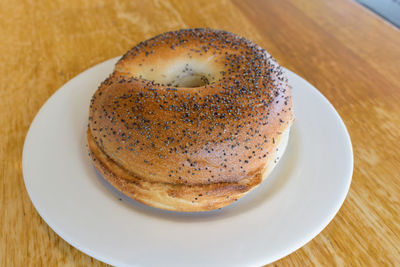 High angle view of dessert in plate on table