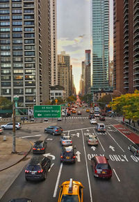 Traffic on road in city