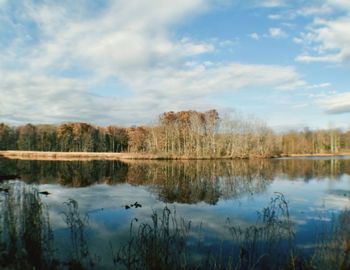Scenic view of lake against sky