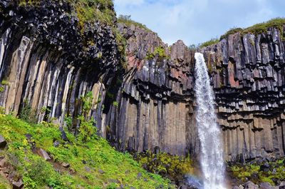 Low angle view of svartifoss